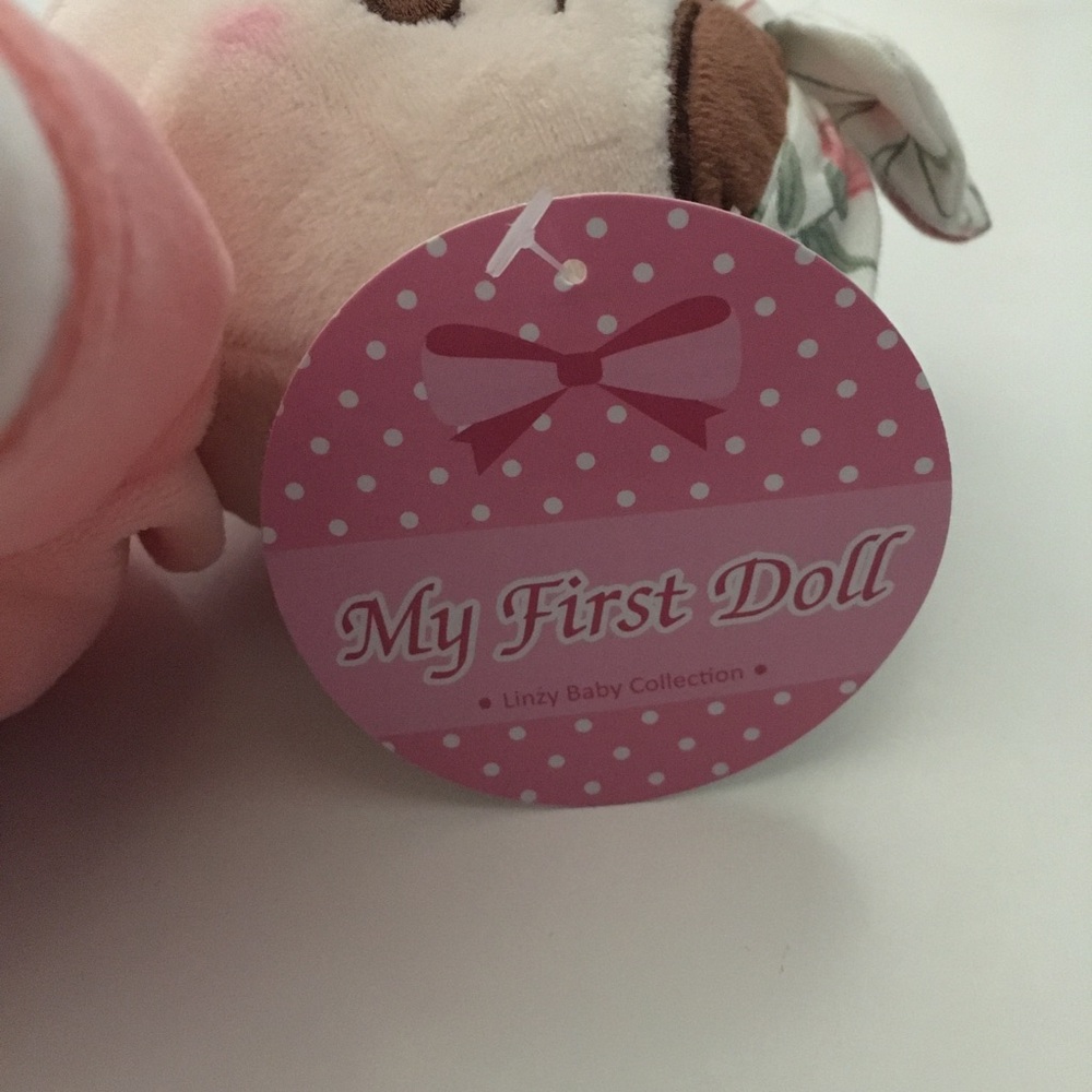 My 1st Doll wearing Pink Dress and Headband Soft Baby Toy Baby Gift NEW  | Linzy - Picture 2 of 9